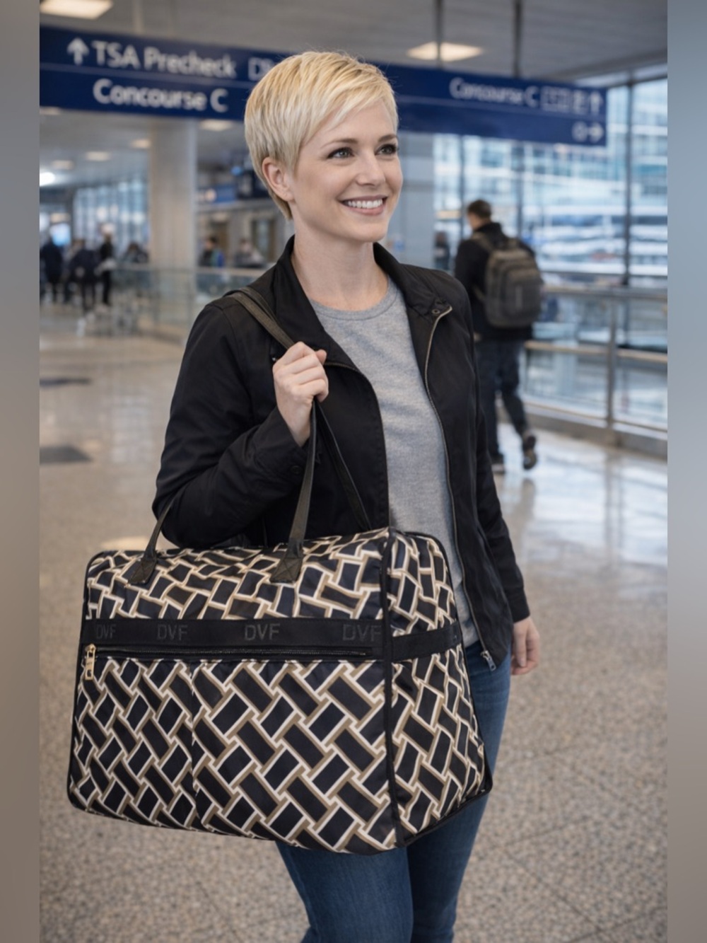 Diane Von Furstenberg Neutral Vintage Weave Weekender - Picture 2 of 8
